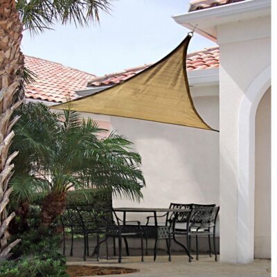 ShadeLogic Sun Shade Sail, Triangle- Sand 16′ x 16′ x 16′