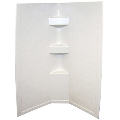 Lippert Neo Angle Shower Wall Surround, 34″ x 34″ x 68″, Tile, Parchment