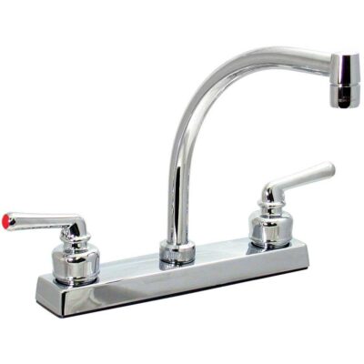 Chrome Finish Hi Arc Kitchen Faucet with Tea Cup Handles