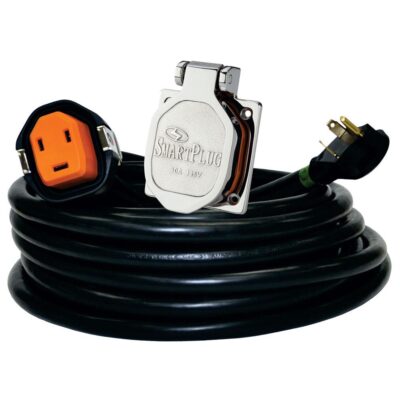 30 Amp 30′ Cordset and Stainless Steel Inlet, Black/Stainless Steel