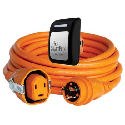 30 Amp Dual Configuration 50′ Cordset with Twist-Type Connection and Non-Metallic Inlet, Orange/Black