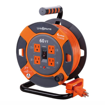 Link2Home Power Reel 60′ Extension Cord with 4 Power Outlets