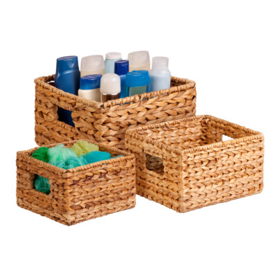 Honey Can Do 3-Piece Hyacinth Nested Storage Baskets, Natural