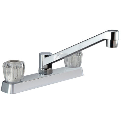 Dura Faucet Two Handle RV Kitchen Faucet with Crystal Acrylic Knobs, Chrome Polished