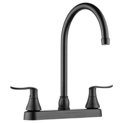 Elegant J-Spout RV Kitchen Faucet, Matte Black