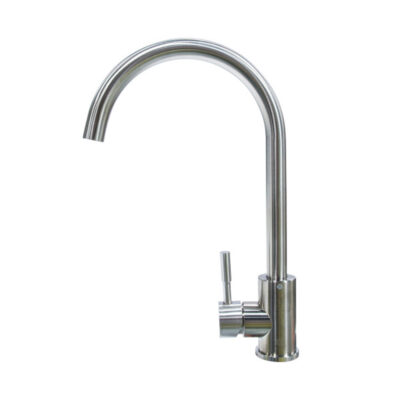 Flow Max Curved Gooseneck Single Hole Faucet, Stainless Steel