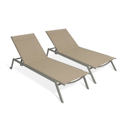 Ostrich Princeton Outdoor Chaise Lounge 2-Pack, Tan and Taupe