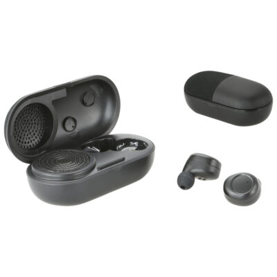 Truly Wire-Free Earbuds + Charging Case with Speaker