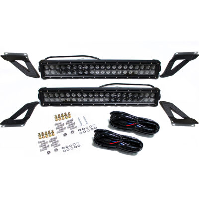 07-18 4WD Jeep JK Wrangler Grille 2 120w Dual Row LED Light Bar,  Blacked Out Series