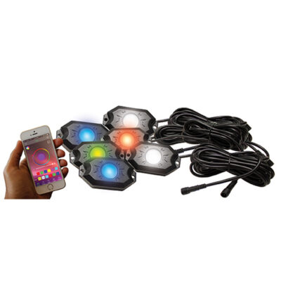 NEW 6-POD RGB+W Hi-Power Rock Light Complete Kit with Bluetooth APP Controls