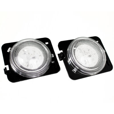 Race Sport Lighting Front Side Marker LEDs for ’07-’18 Jeep Wrangler, Clear Lens, Pair