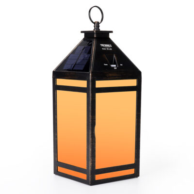 Techko Solar Portable Hanging Lantern, Flame or Still Light