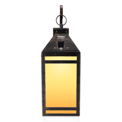 Techko Solar Portable Hanging Lantern with Hanger, Frost Panel, Amber or White Light