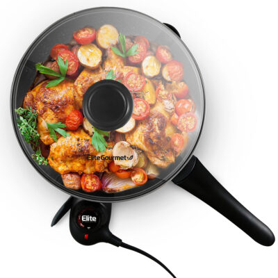 Elite Gourmet 10.5”x 2” Stylish Electric Skillet with Handle