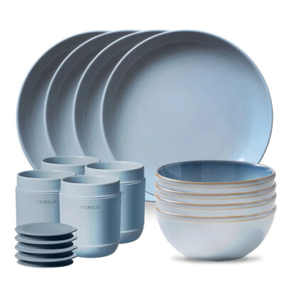 Corelle 16pc Stoneware Dinnerware Set, Nordic Blue