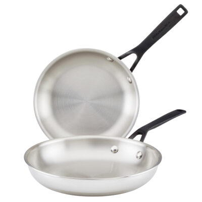 KitchenAid 5-Ply Clad Stainless Steel 2pc Fry Pans, 8″ & 10″