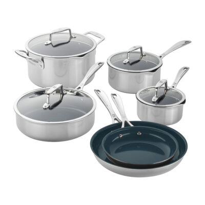 Clad CFX 10-Piece Stainless Steel Ceramic Nonstick Cookware Set by Zwilling J.A. Henckels