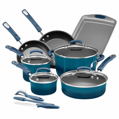 Hard Enamel Nonstick 14-Piece Cookware Set, Marine