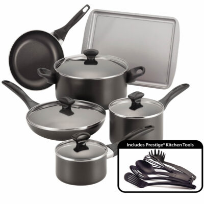 Farberware 15-Piece Nonstick Cookware, Black