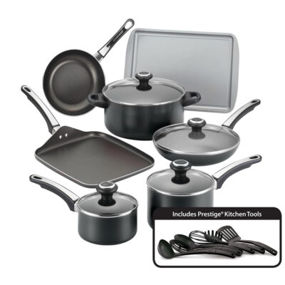 Farberware 17-Piece High Performance Nonstick Cookware Set, Black