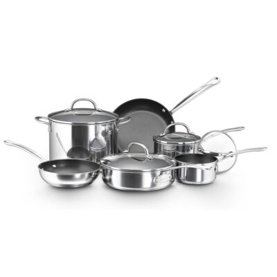 10-Piece Millenium Stainless Steel Nonstick Cookware Set