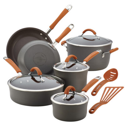 Cucina 12-Piece Hard Anodized Cookware Set, Pumpkin Orange