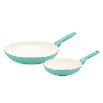 Rio 8″ & 10″ Ceramic Nonstick Fry Pan Set, Turquoise