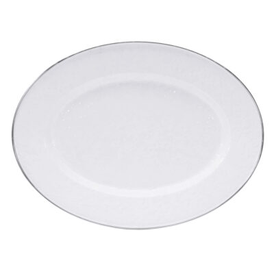 Enamelware Oval 12 x 16″ Serving Platter, White