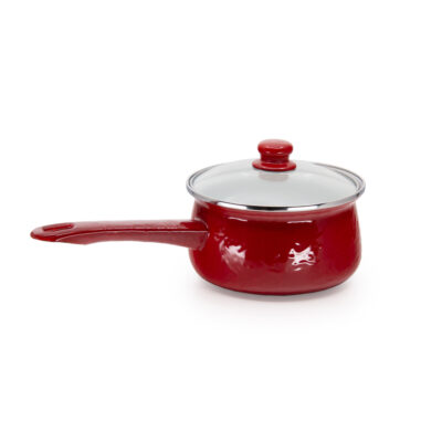 Enamelware 5cup Sauce Pan, Red