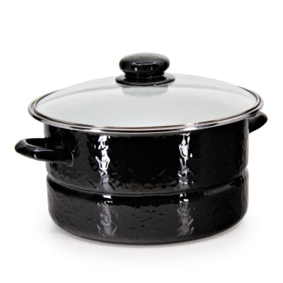 Enamelware 6qt Stock Pot, Black