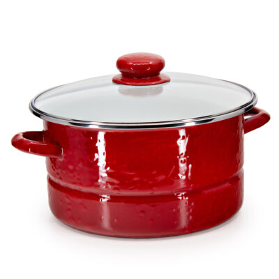 Enamelware 6qt Stock Pot, Red