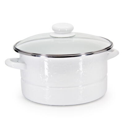 Enamelware 6qt Stock Pot, White