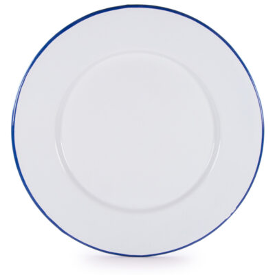 Enamelware Dinner Plates, Cobalt Rim (Set of 4)