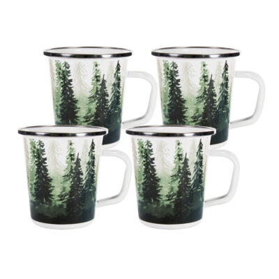 Enamelware 16oz Latte Mugs (Set of 3), Forest Glen