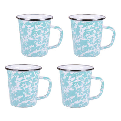 Enamelware 16oz Latte Mugs (Set of 3), Sea Glass