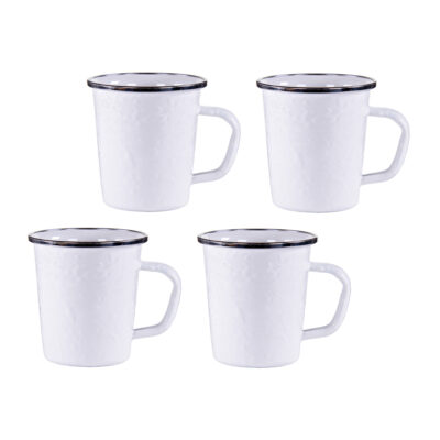 Enamelware 16oz Latte Mugs (Set of 3), Solid White