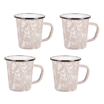 Enamelware 16oz Latte Mugs (Set of 3), Taupe Swirl