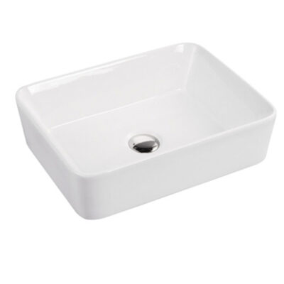 A&E Bath and Shower Mia Glossy White Ceramic Above-Counter Rectangular Sink