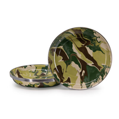 Golden Rabbit Enamelware Set of 4 Camouflage Pasta Plates