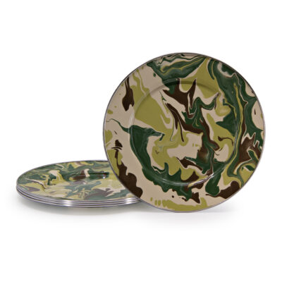 Golden Rabbit Enamelware Set of 4 Camouflage Dinner Plates