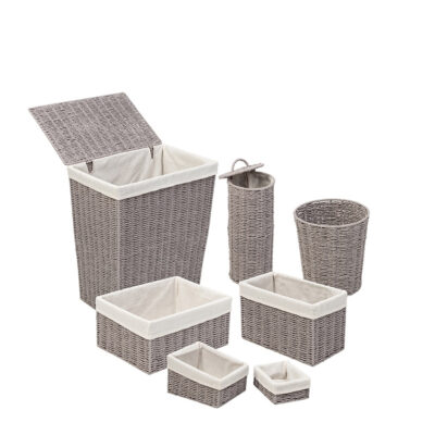 Honey Can Do 7-Piece Twisted Paper Rope Weave Bathroom Storage Basket Set