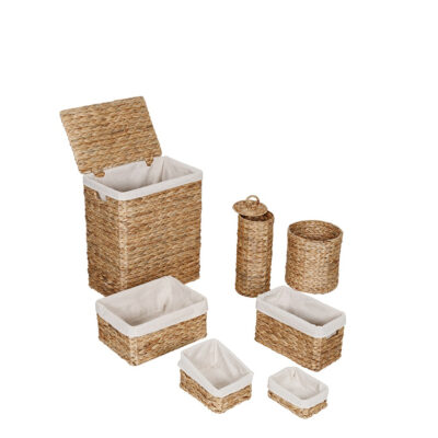 Honey Can Do 7-Piece Hyacinth Weave Bathroom Storage Basket Set