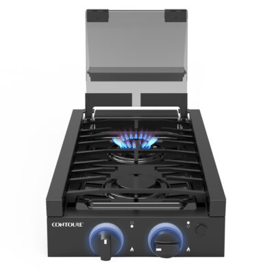 CONTOURE 2-Burner Recessed Gas Cooktop with Glass Cover, Black – Camping World Exclusive!