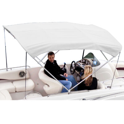 Shademate White Vinyl 4-Bow Bimini Top, 8’L x 42″H, 91″-96″ Wide