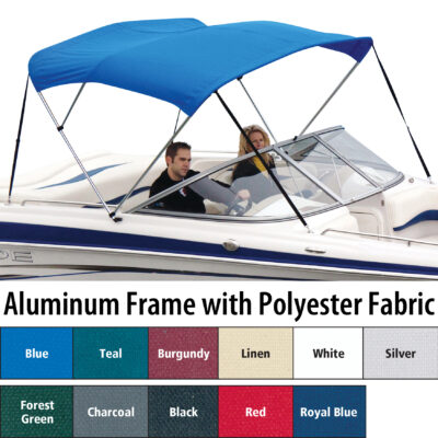 Shademate Polyester 3-Bow Bimini Top, 6’L x 36″H, 85″-90″ Wide