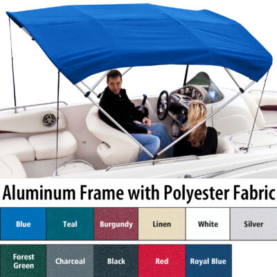 Shademate Polyester 4-Bow Bimini Top, 8’L x 42″H, 85″-90″ Wide