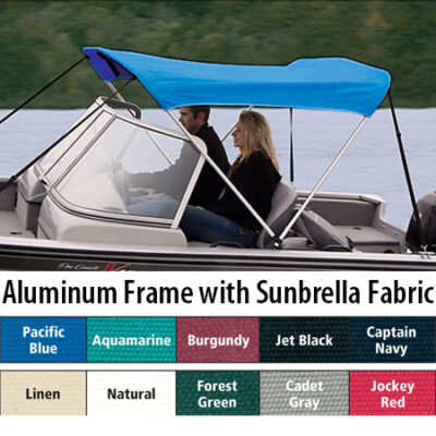 Shademate Sunbrella 2-Bow Bimini Top, 5’6″L x 42″H, 61″-66″ Wide