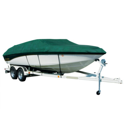 Covermate Sharkskin Plus Exact-Fit Cover for Princecraft Ventura 190 Ventura 190 W/Bimini Top Laid Down O/B. Forest Green