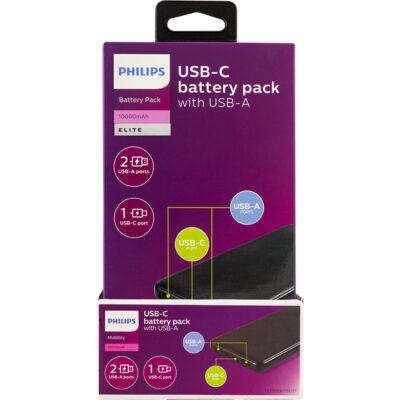 Philips 10,000mAh USB-C Battery Pack with USB-A