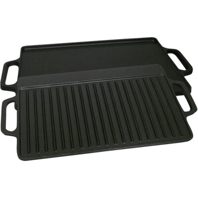 King Kooker 9.25″ x 15.75″ Two-Sided Pre-Seasoned Cast Iron Griddle